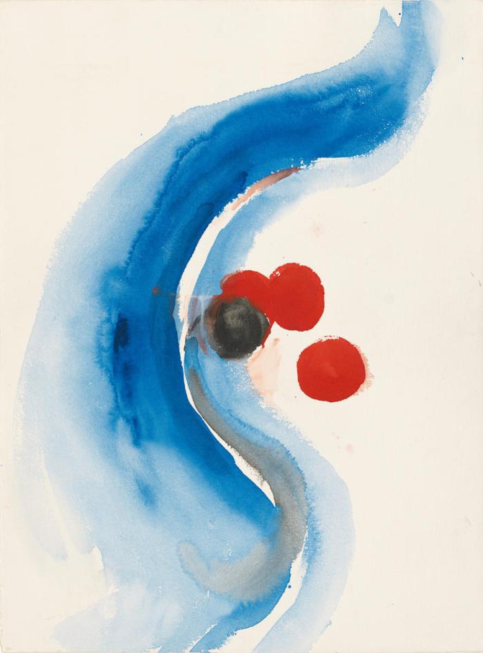 Abstraction Blue Wave and Three Red Circles