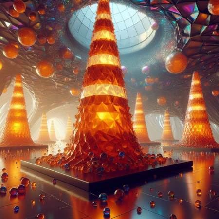 Giant traffic cones in a room