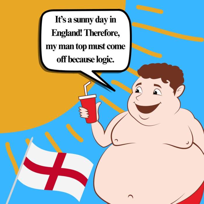 A man has ripped his top off in England due to the first hint of sunlight