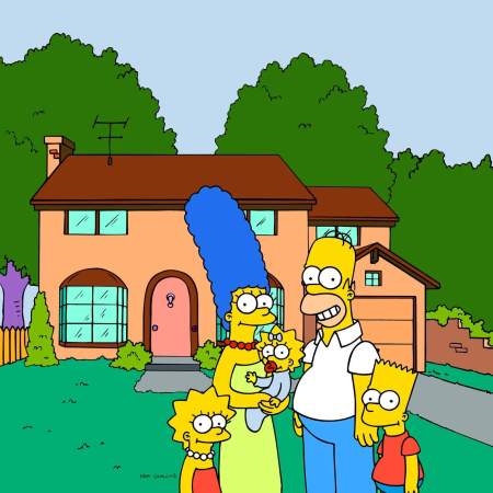 The Simpsons family outside their home in Springfield