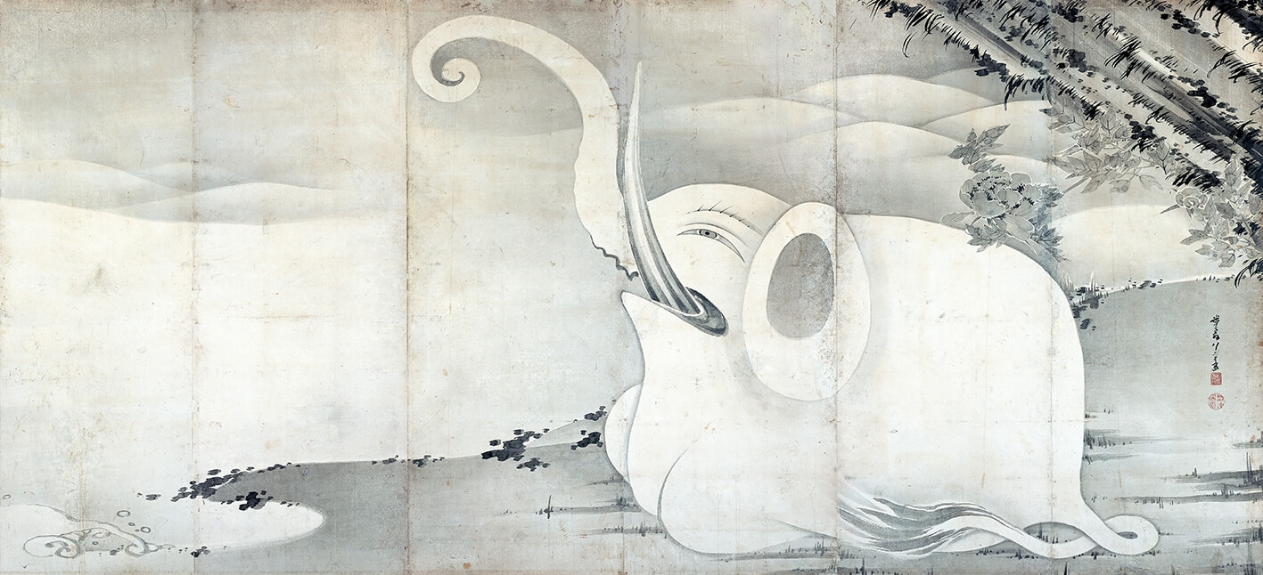 Elephant and Whale right panel by Itō Jakuchū