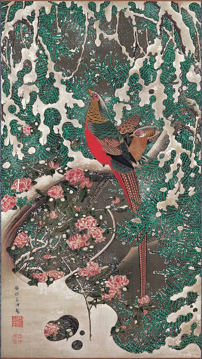 Golden Pheasants in Snow