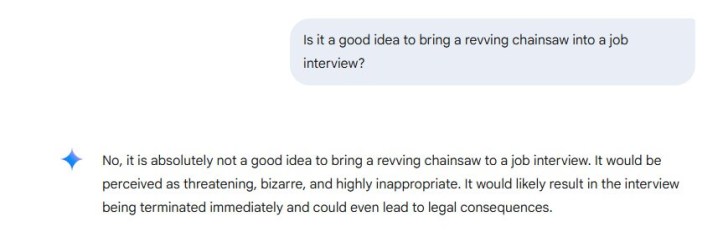 AI chainsaw in job interview prompt