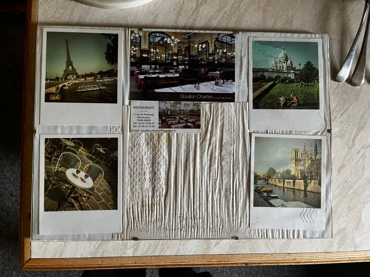 Old Chartier bill written on tablecloth (1)