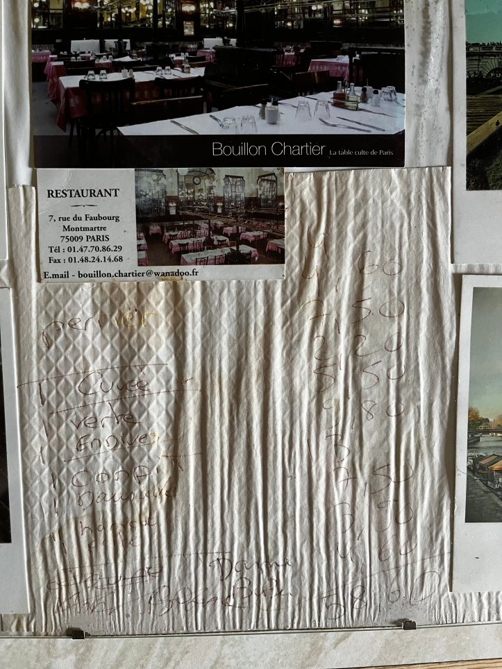 Old Chartier bill written on tablecloth (3)