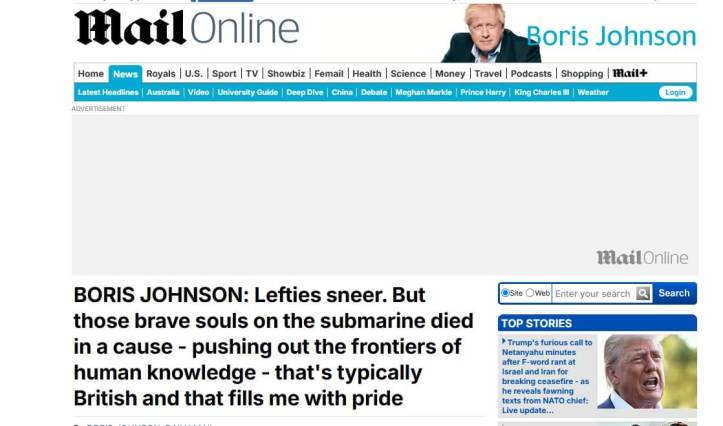 Boris Johnson OceanGate article in The Daily Mail
