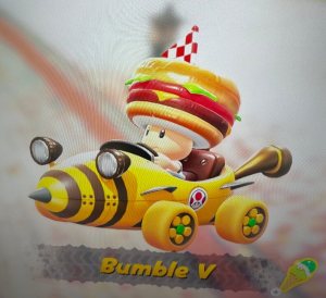 Burger Toad in Bumble Vee in Mario Kart World