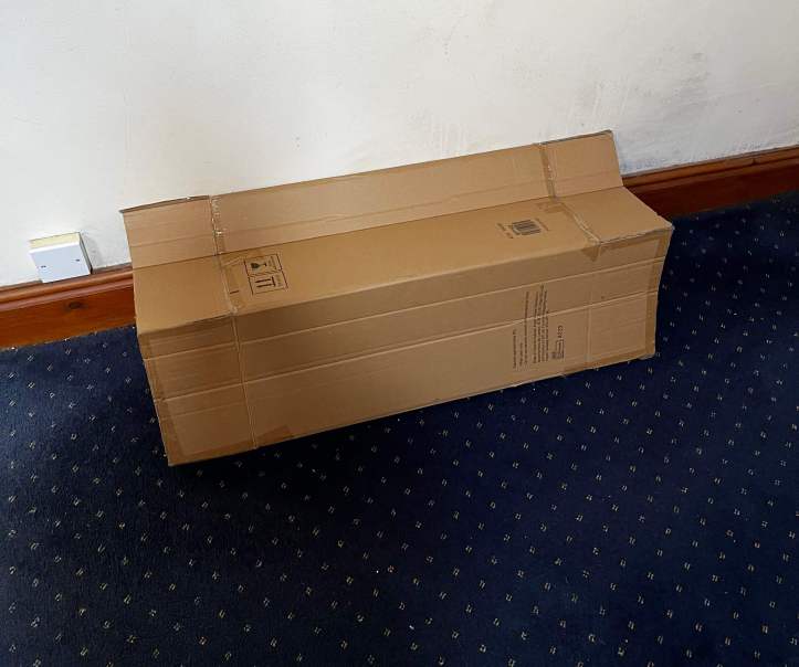 A long cardboard box