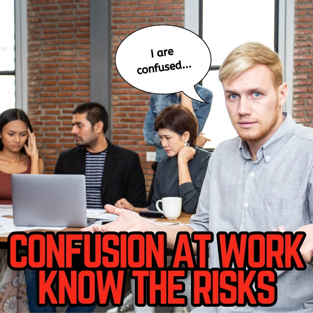 Confusion at work with perplexed looking employees