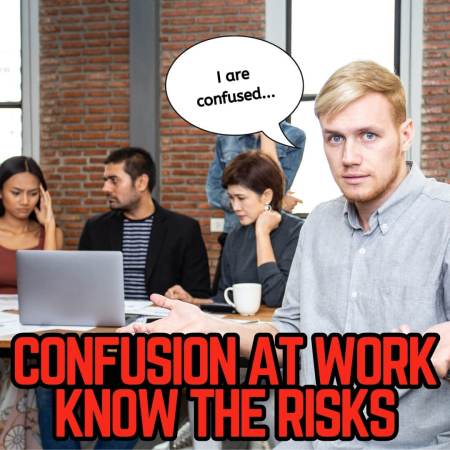 Confusion at work with perplexed looking employees