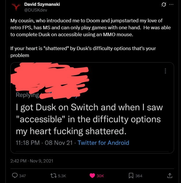 David Szymanski of DUSK criticising a True Gamer bro