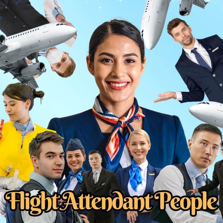 Lots of male and female flight attendants gathered together