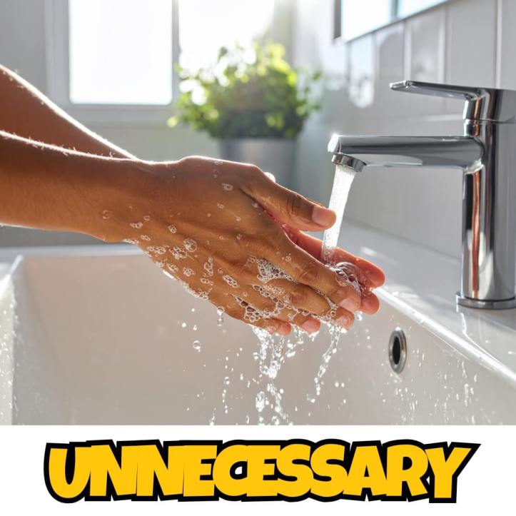 Washing hands after using the toilet is unnecessary