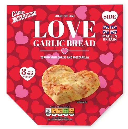 Aldi's Valentine's Day Garlic Bread in a love heart shape