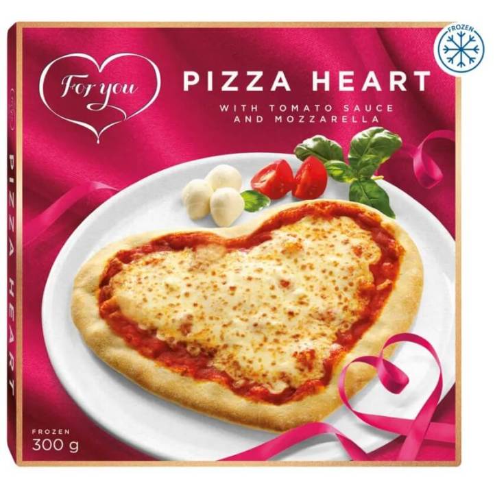 Lidl heart shaped stone baked pizza tomato and mozzarella